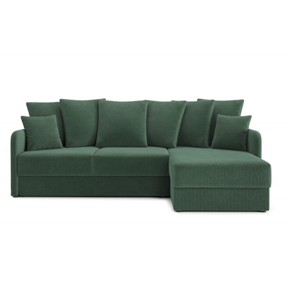 Canapé d'angle réversible convertible velours côtelé 4 places vert