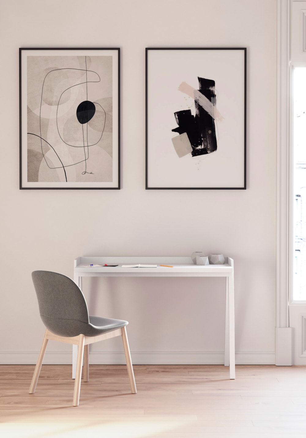 Schreibtisch aus Melamin und Buche in Weiß 81x111x50 cm - Maisons