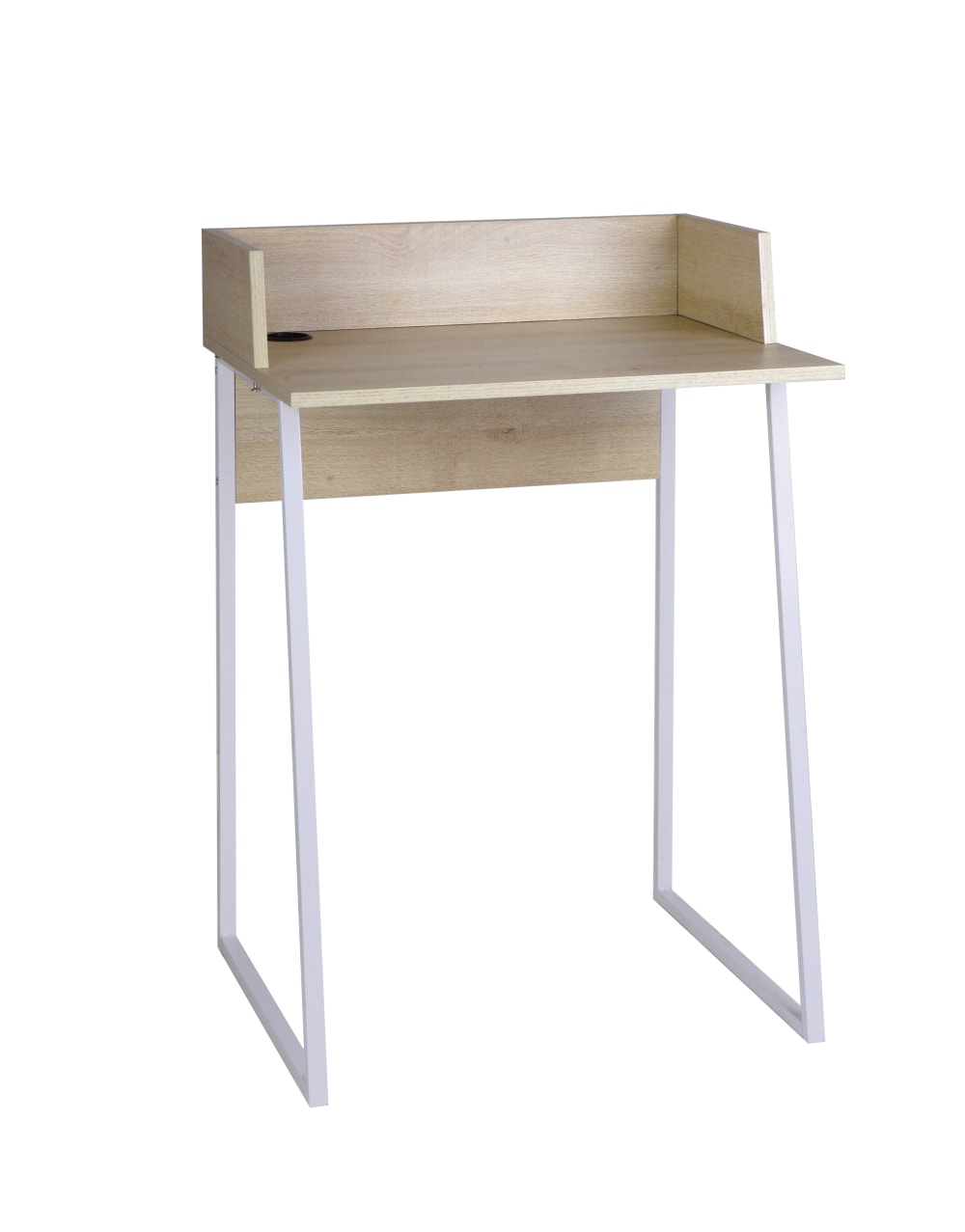 Hispanohogar Schreibtisch aus Melamin und Metall Eiche Beine Weiß 84x60x48 cm style modern Braun Spanplatte