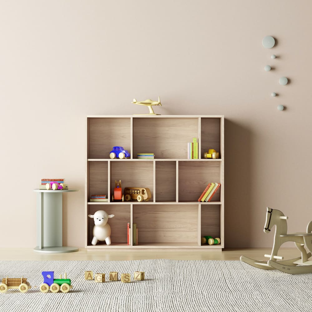 Bibliothèque en mélaminé chêne 117x119x32 cm