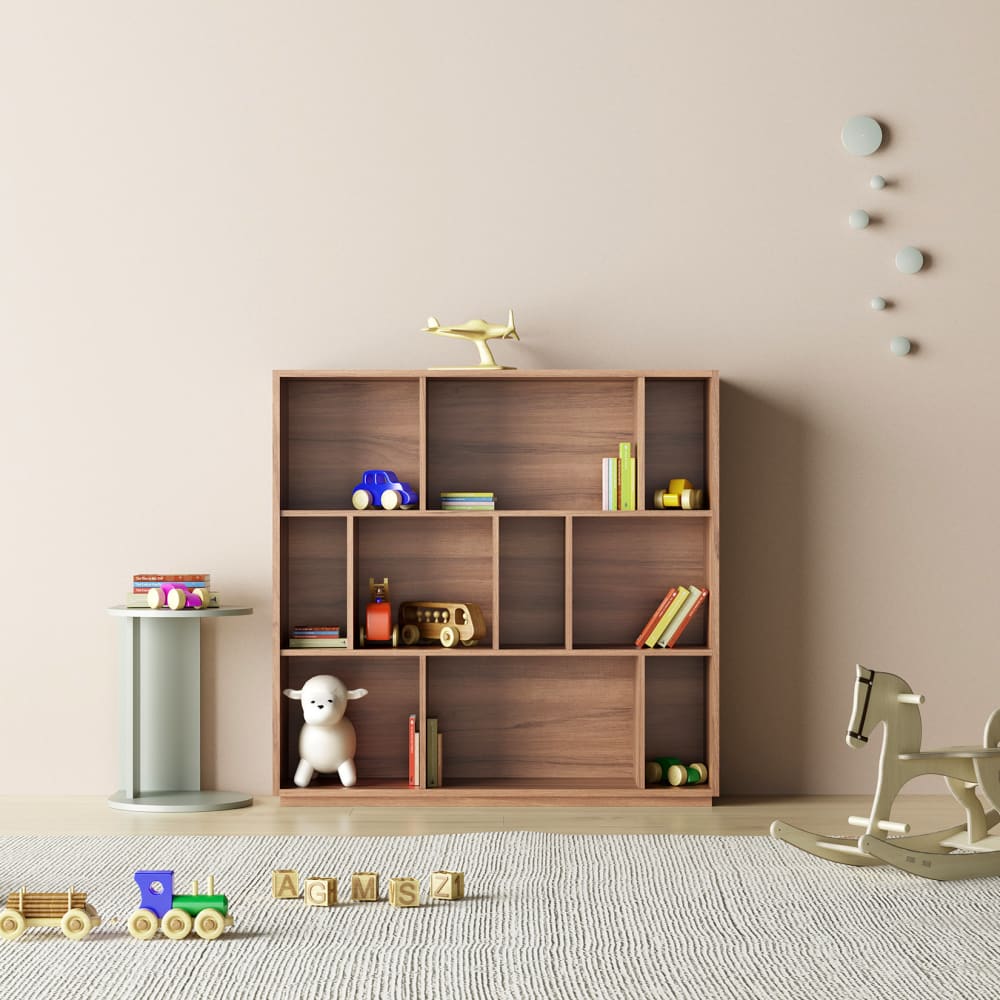 Bücherregal aus Melamin in Nussbaum 117x119x32 cm - Maisons Du