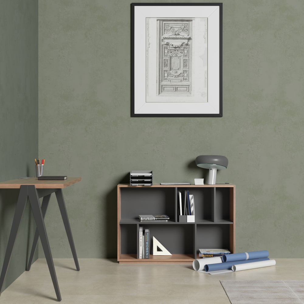 Bücherregal aus Melamin in Nussbaum und Graphit 80x119x32 cm -