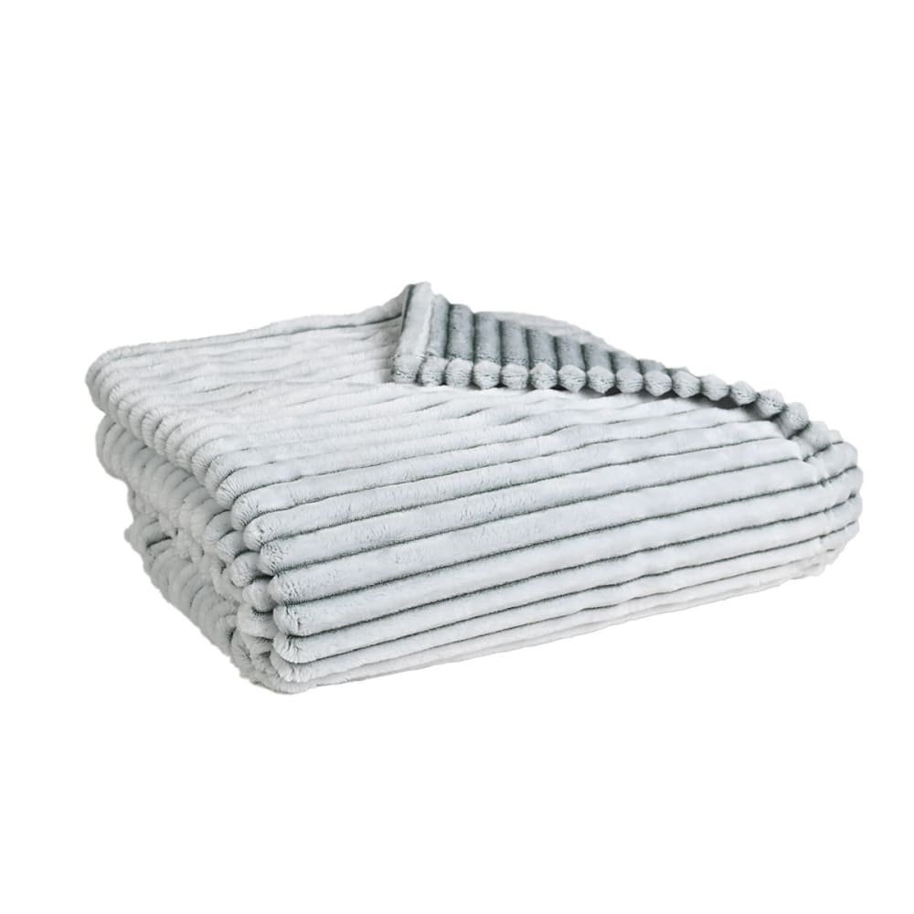 Plaid polaire côtelé extra doux et chaud blanc/lichen 150x180 cm - Maisons du Monde