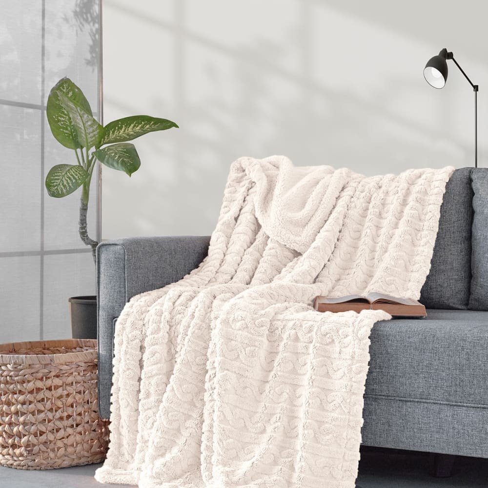 Pplaid polaire doux & chaud ecru 150x180 cm