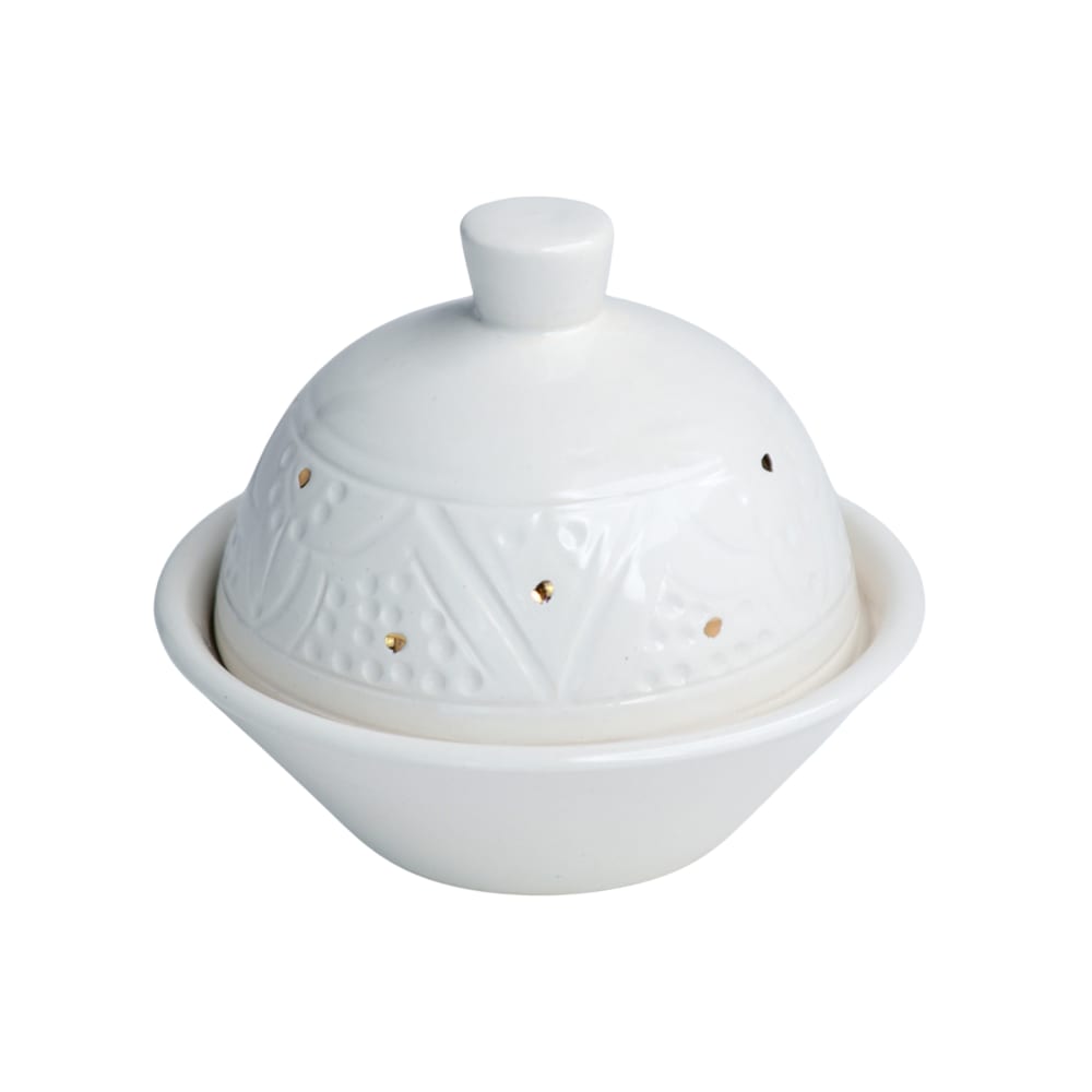 Boîte à délice en céramique blanc doré