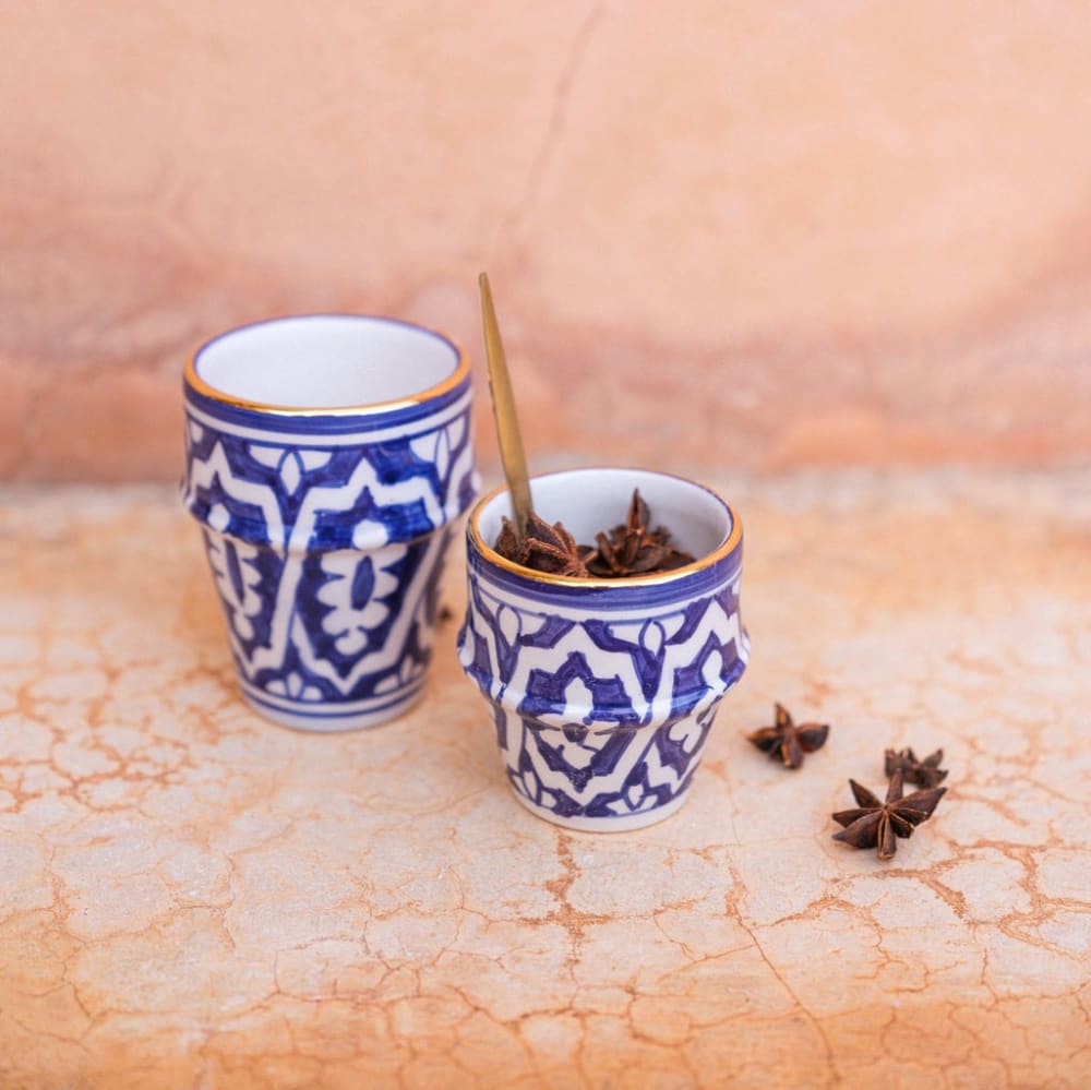 Petite tasse à café en céramique bleu doré - Maisons du Monde