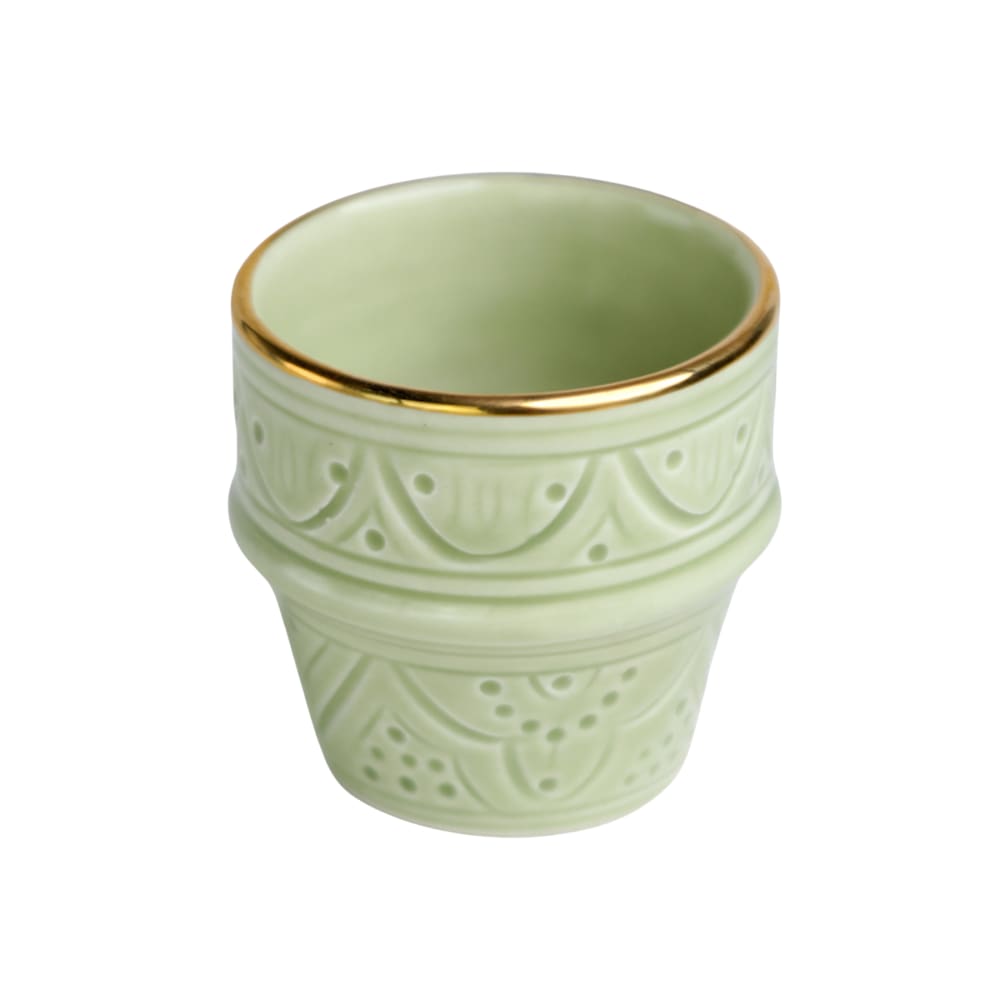 Petite tasse à café en céramique vert doré