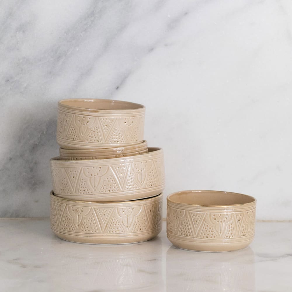 Plat de service droit en céramique Beige doré  D14 cm - Maisons du Monde