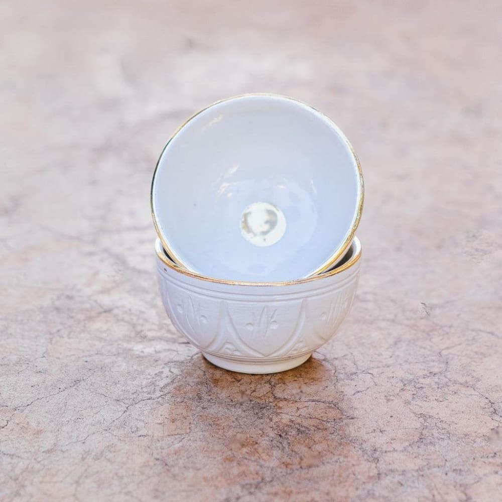 2 Mini bols snacking en céramique blanc doré - Maisons du Monde