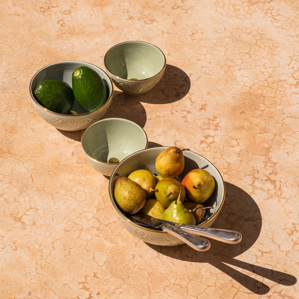 Bol et saladier ronds en céramique vert doré  D15CM - Maisons du Monde