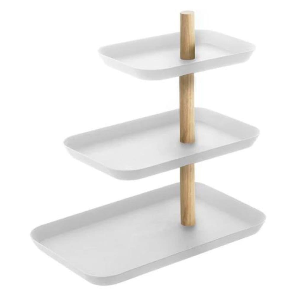 Présentoir à bijoux 3 étages avec plateaux rotatifs h25,5 cm - blanc — Beyit