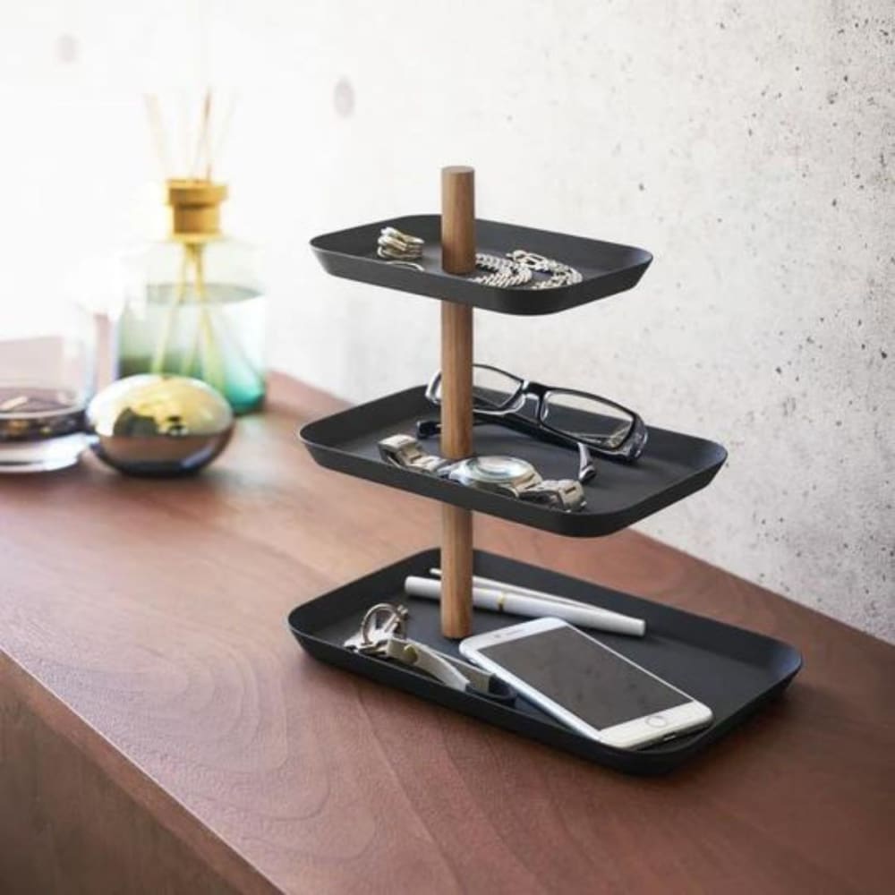 Schmuckständer 3 Etagen mit drehbaren Tabletts H25,5 cm - Schwarz