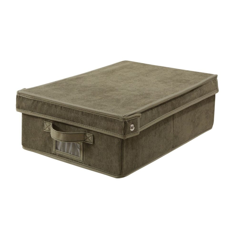 Boîte rangement avec couvercle tissu velours côtelé kaki - l31,5 cm