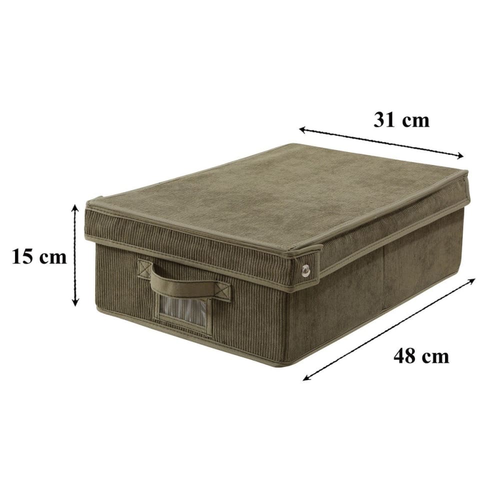 Boîte rangement avec couvercle tissu velours côtelé kaki - l31,5 cm — vue 4