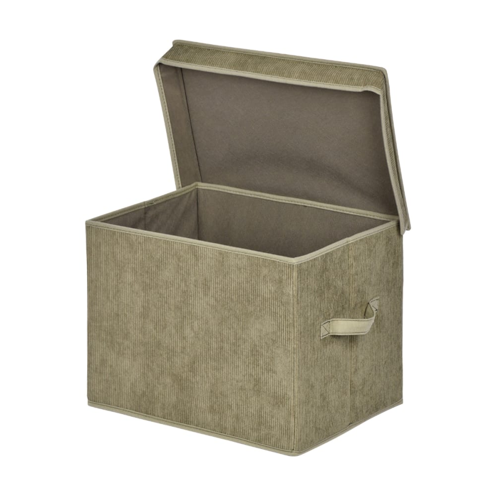 Boîte rangement haute avec couvercle tissu velours côtelé kaki h30 cm — vue 4