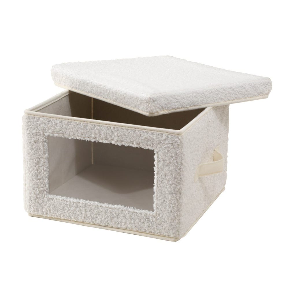 Boîte rangement tissu bouclette écru avec fenêtre - l40 cm — vue 4