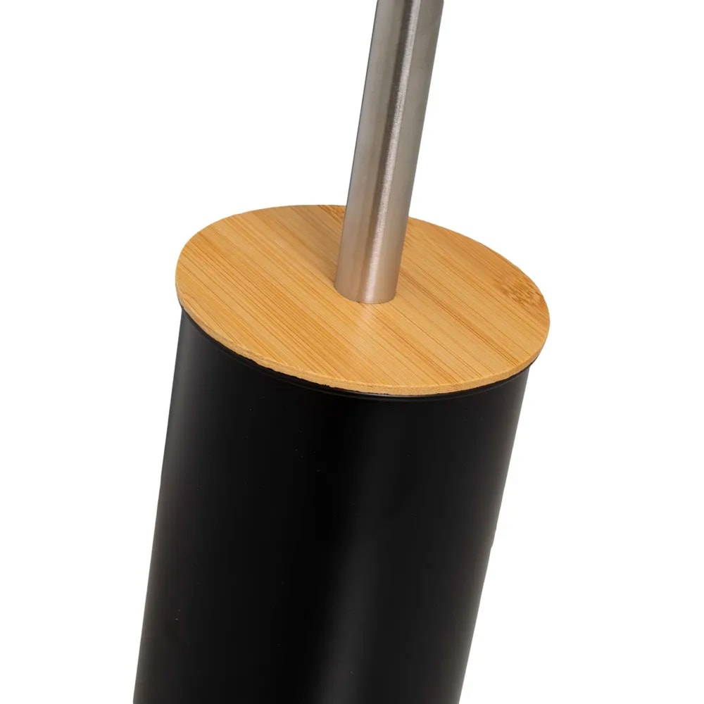 Brosse wc en métal noir et bambou - Maisons du Monde