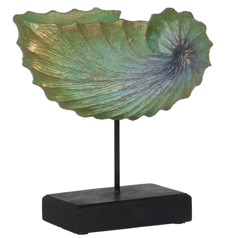 Statue déco à poser escargot de mer en bois d'albasia et métal 30x12x3 — Beyit