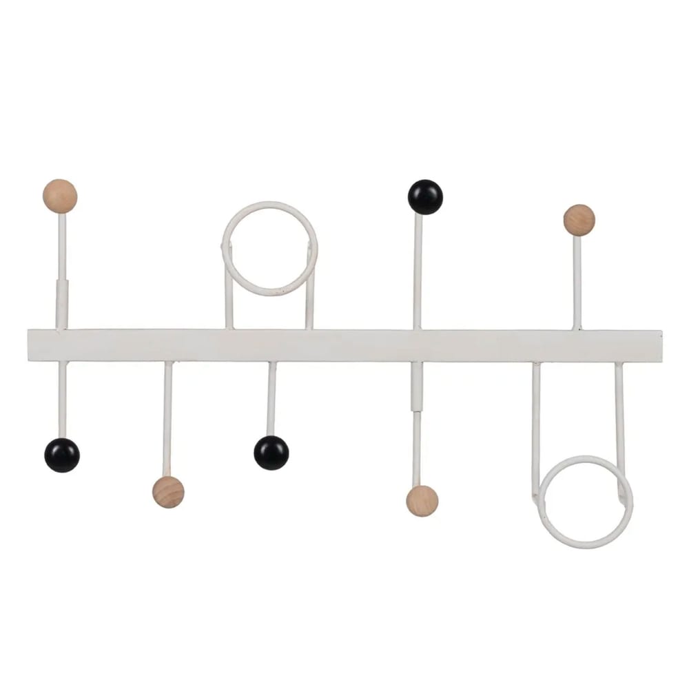 Portemanteau mural en métal blanc 9 Accroches 50x7x27cm
