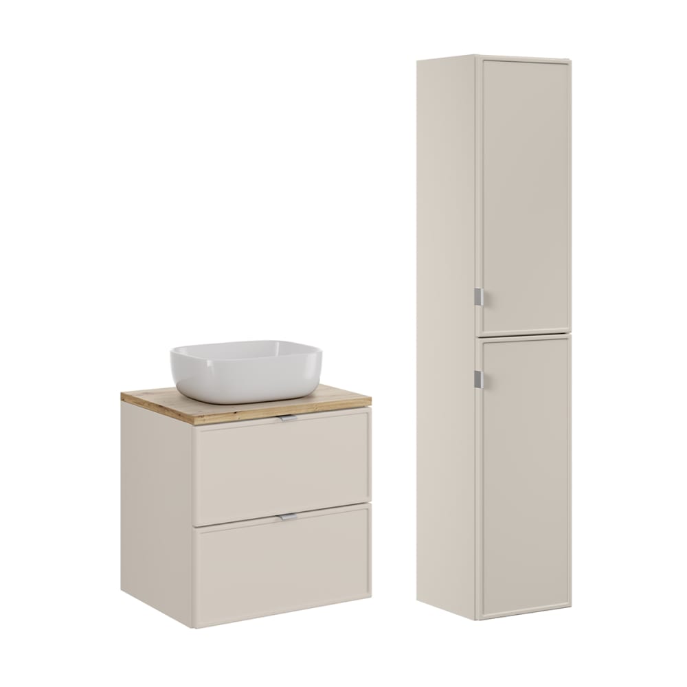 Ensemble meuble vasque colonne stratifiés beige