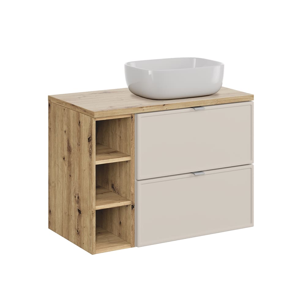 Meuble vasque 3 niches stratifiés beige