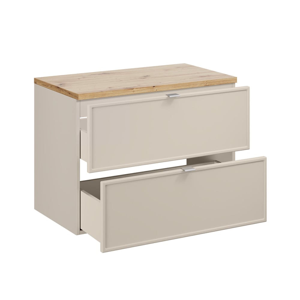 Meuble sous-vasque 80cm plan panneaux mélaminé et mdf beige - Maisons du Monde