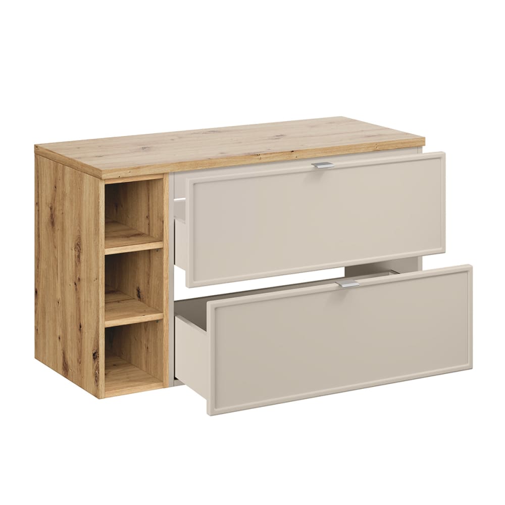 Meuble sous-vasque 100cm 3 niches panneaux mélaminé et mdf beige - Maisons du Monde