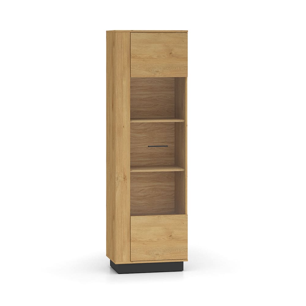 Petits meubles Vitrine 1 Tür MDF Holz und Schwarz Braun Spanplatte