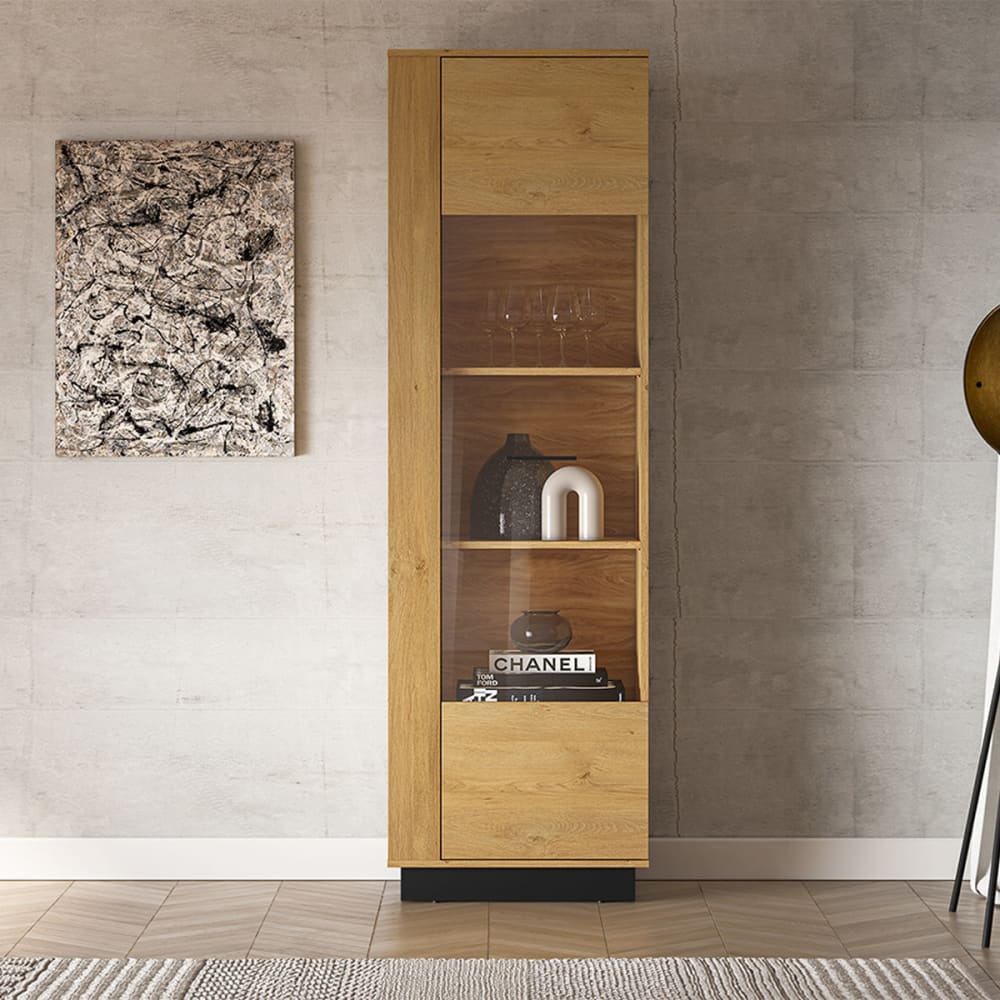 Vitrine 1 porte panneaux mdf noir - Maisons du Monde