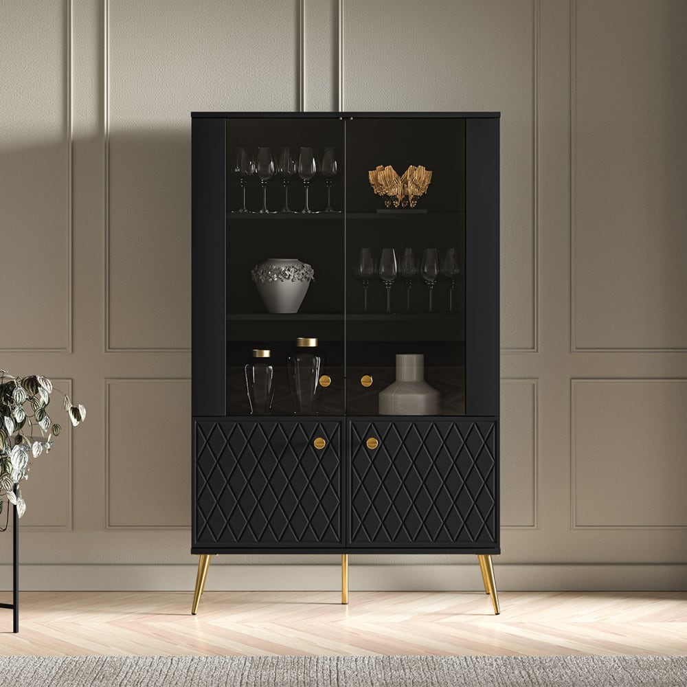 4-türiger Geschirrschrank MDF Schwarz - Maisons Du Monde