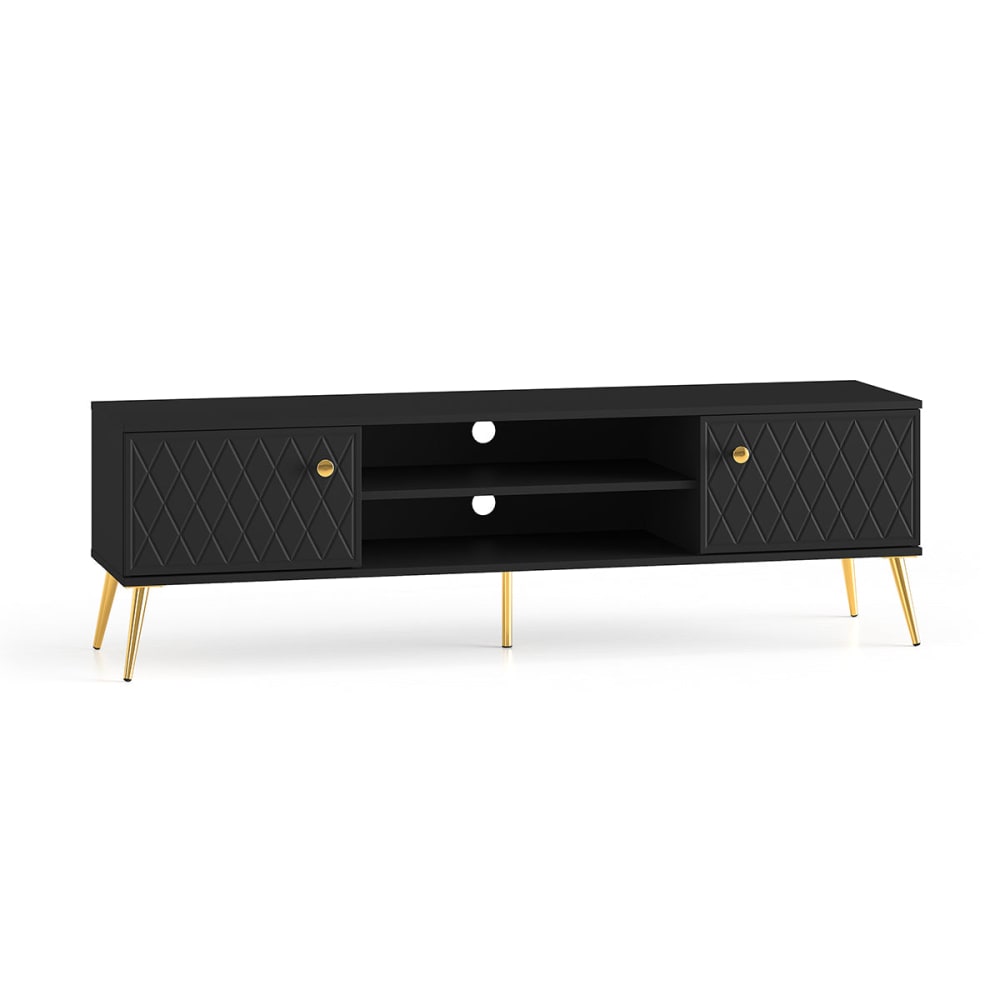 mueble tv 2 puertas 160 cm paneles de mdf negro
