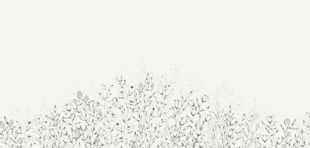 Papier peint poésie végétale, noir et blanc 525 x 250cm — vue 3