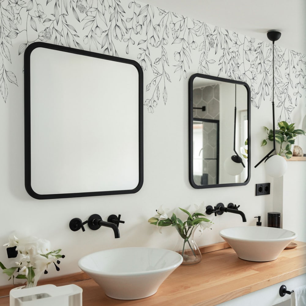 Papier peint  florale, - blanc