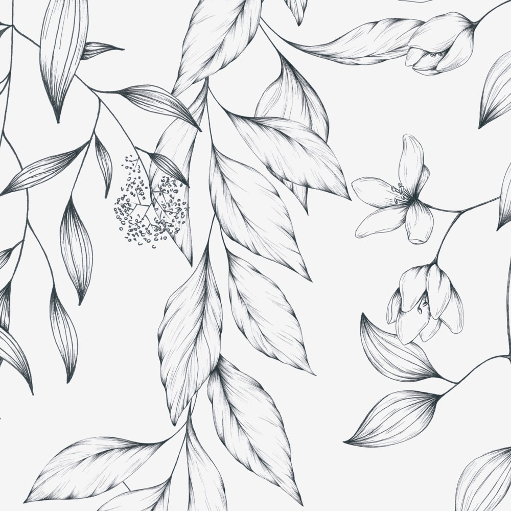 Papier peint florale, noir et blanc 525 x 250cm — vue 4