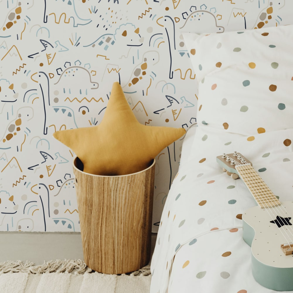 Acte Deco Panorama-Vliestapete mit kleinen Dinosauriern, 450 x 250cm style modern BRAUN Öko-Tex Zertifikat PAPIER Kinder