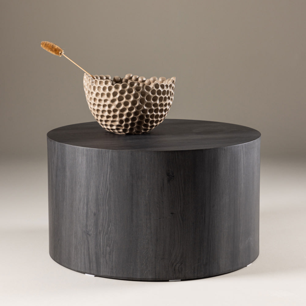 Table basse ronde effet marbre ø80cm - Noir