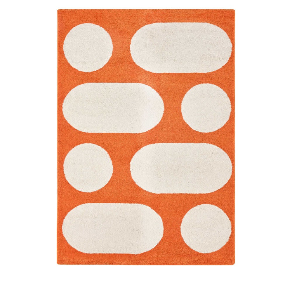 Tapis vintage à motif rond - 160x230cm Orange Polypropylène