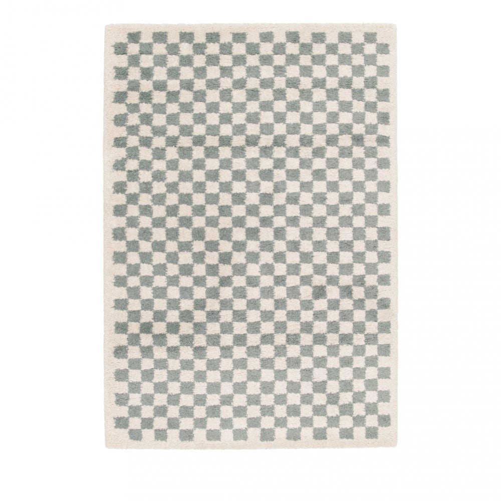 Tapis damiers - 160x230cm Bleu Polypropylène