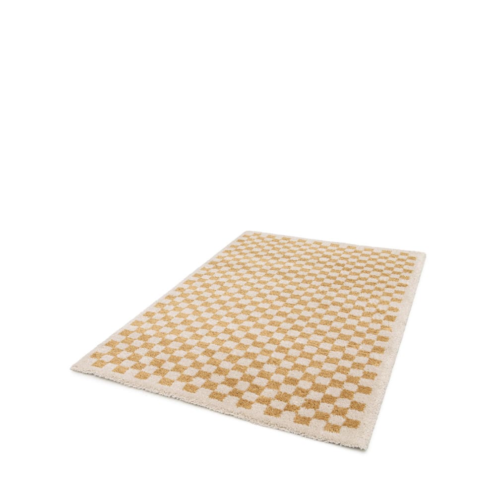 Tapis damiers - 200x290cm jaune polypropylène — vue 3