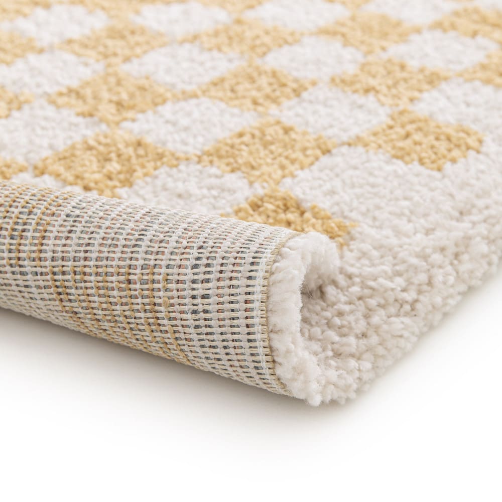 Tapis damiers - 200x290cm jaune polypropylène — vue 4