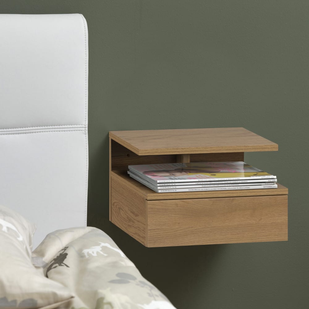 Table de chevet murale 1 tiroir en bois - bois clair - Maisons du Monde