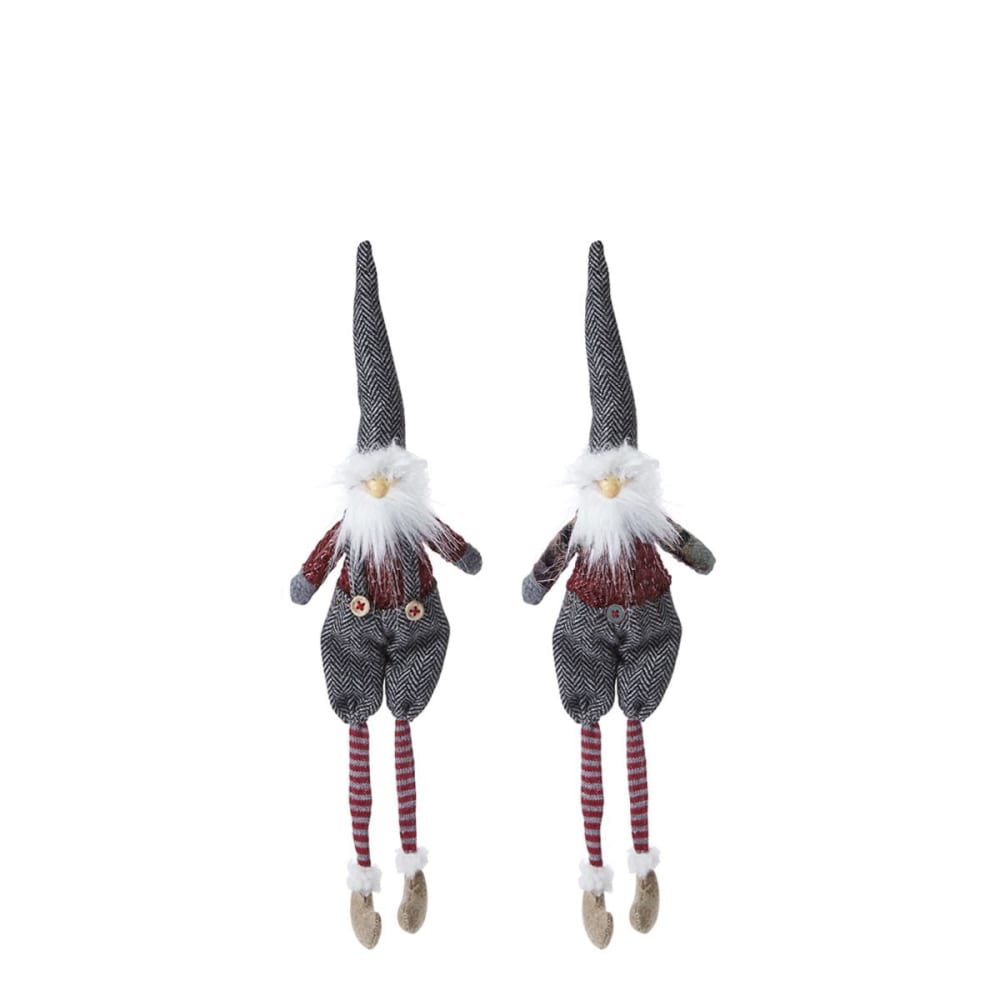 Set de 2 suspensions figurines pères noël artificielles rouges H28