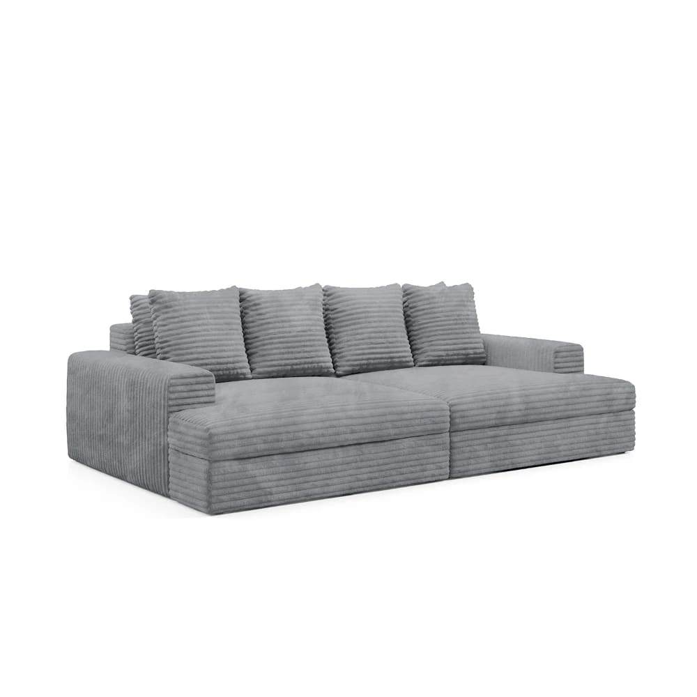 Canapé 4 places en velours côtelé épais gris clair