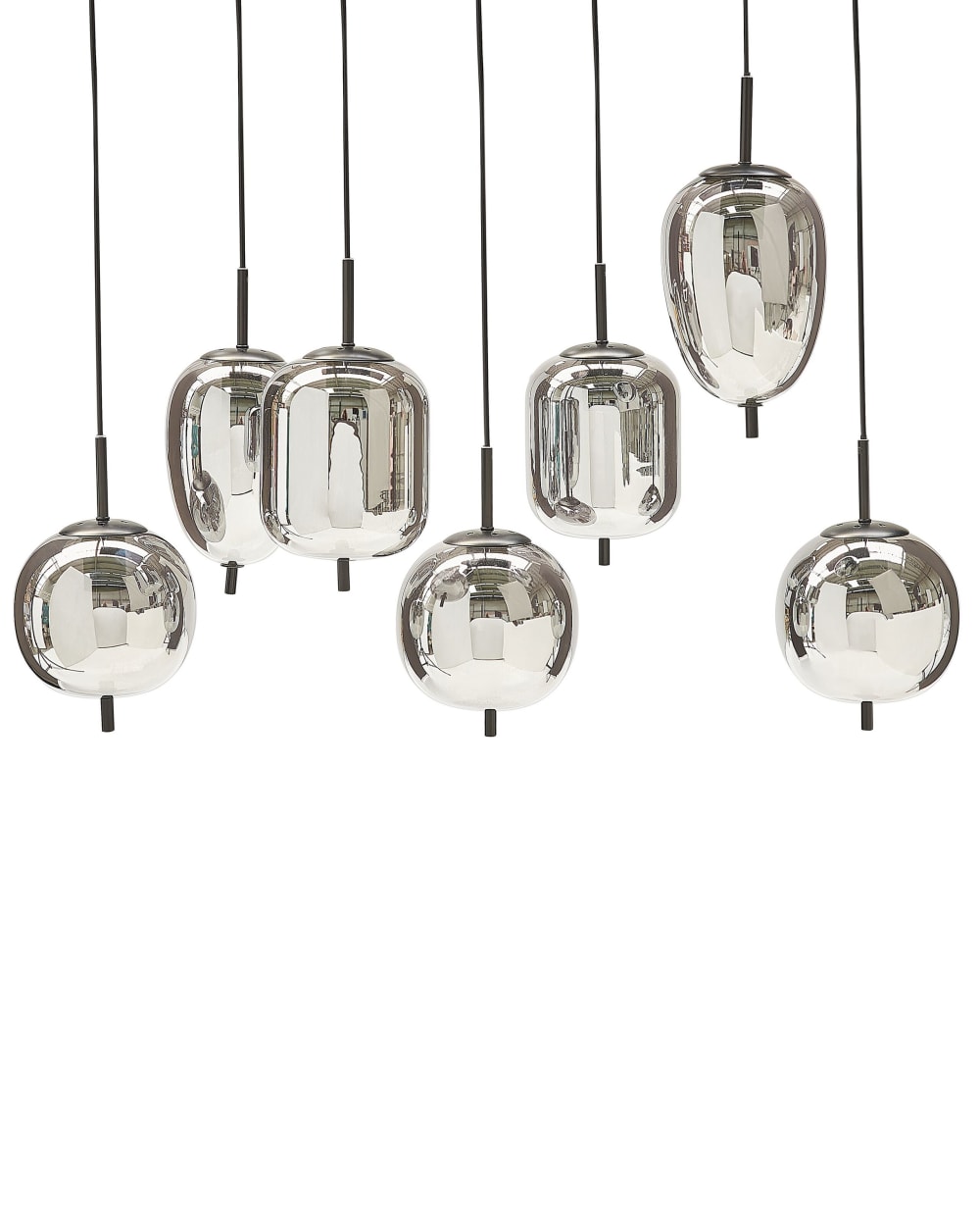 Beliani Pendelleuchten aus Glas 122cm, silber style modern - Glas