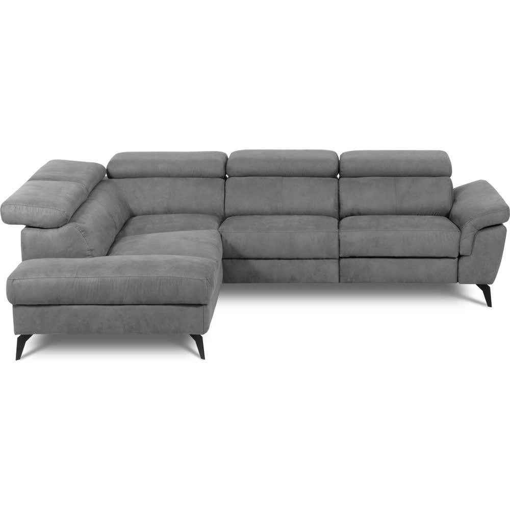 Canapé d'angle gauche relax électrique tissu gris foncé 5 places