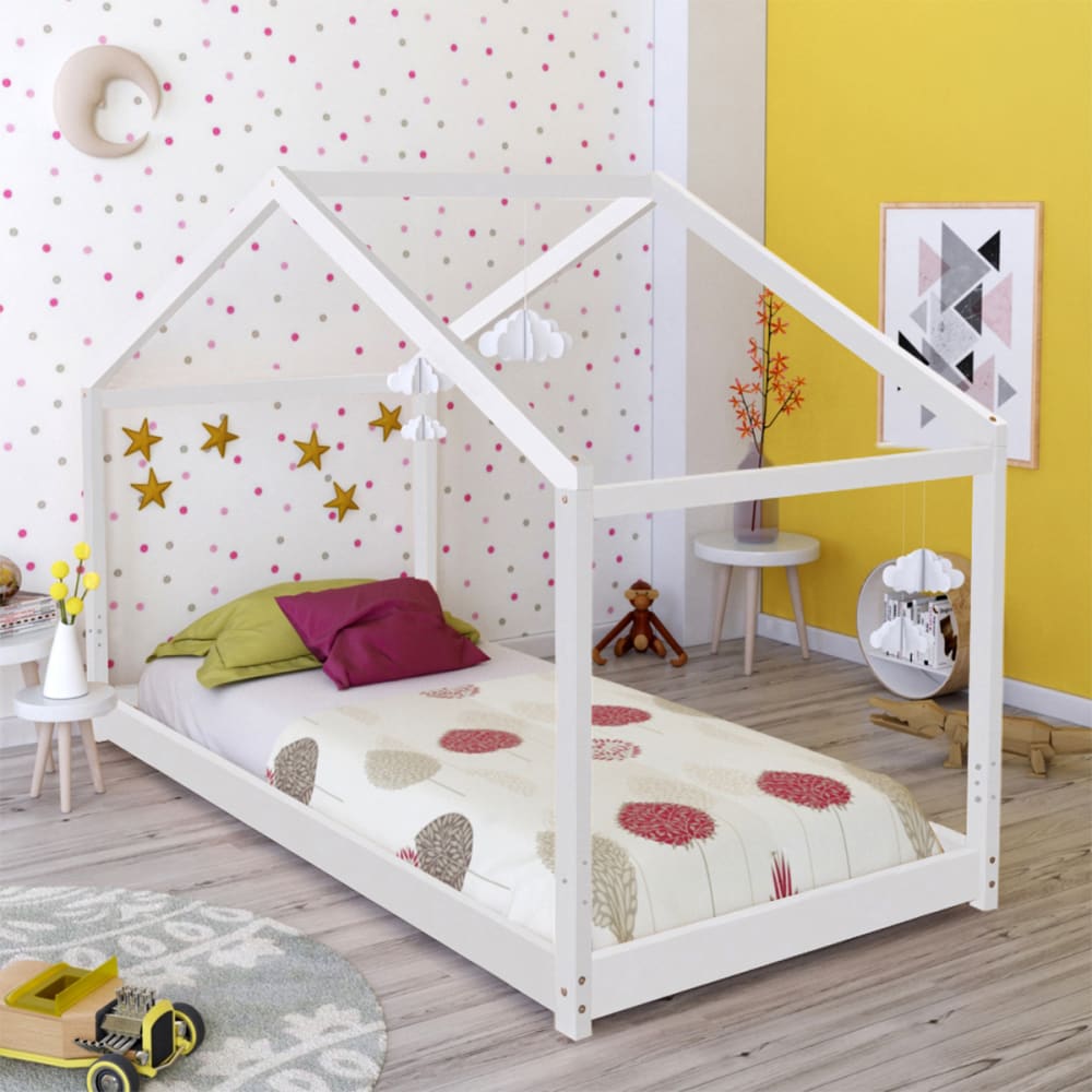 Lit cabane 90x190 sommier inclus blanc laqué - Maisons du Monde