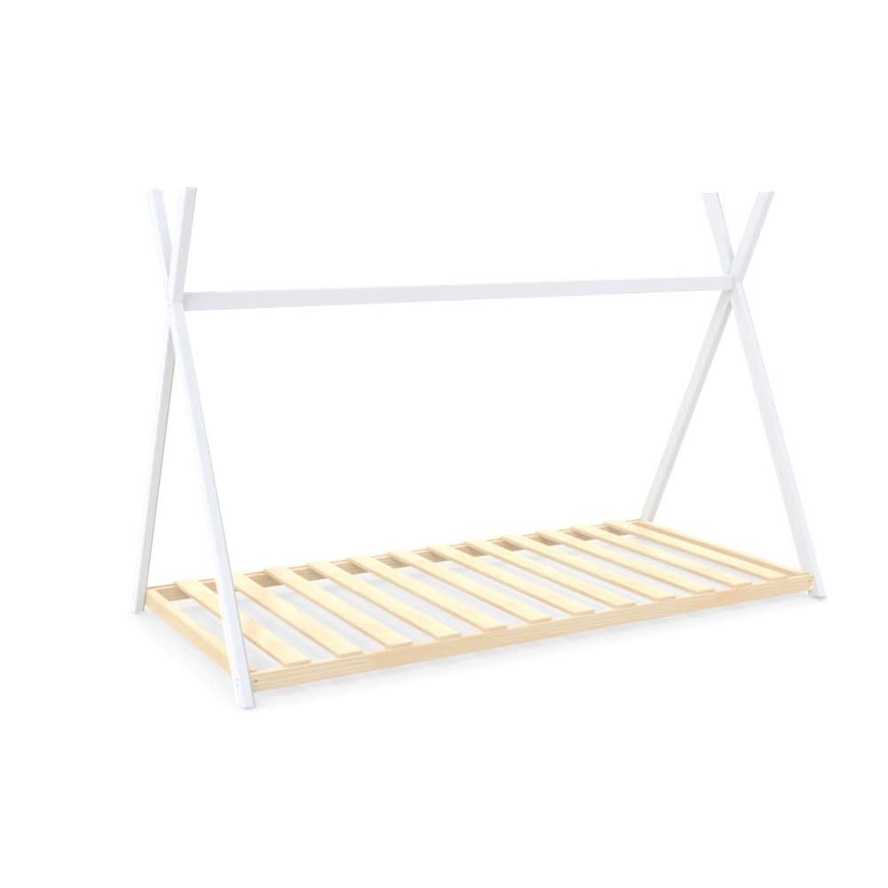 Lit cabane avec sommier en épicéa et blanc 90x190 cm (Weber industries) - Image 2