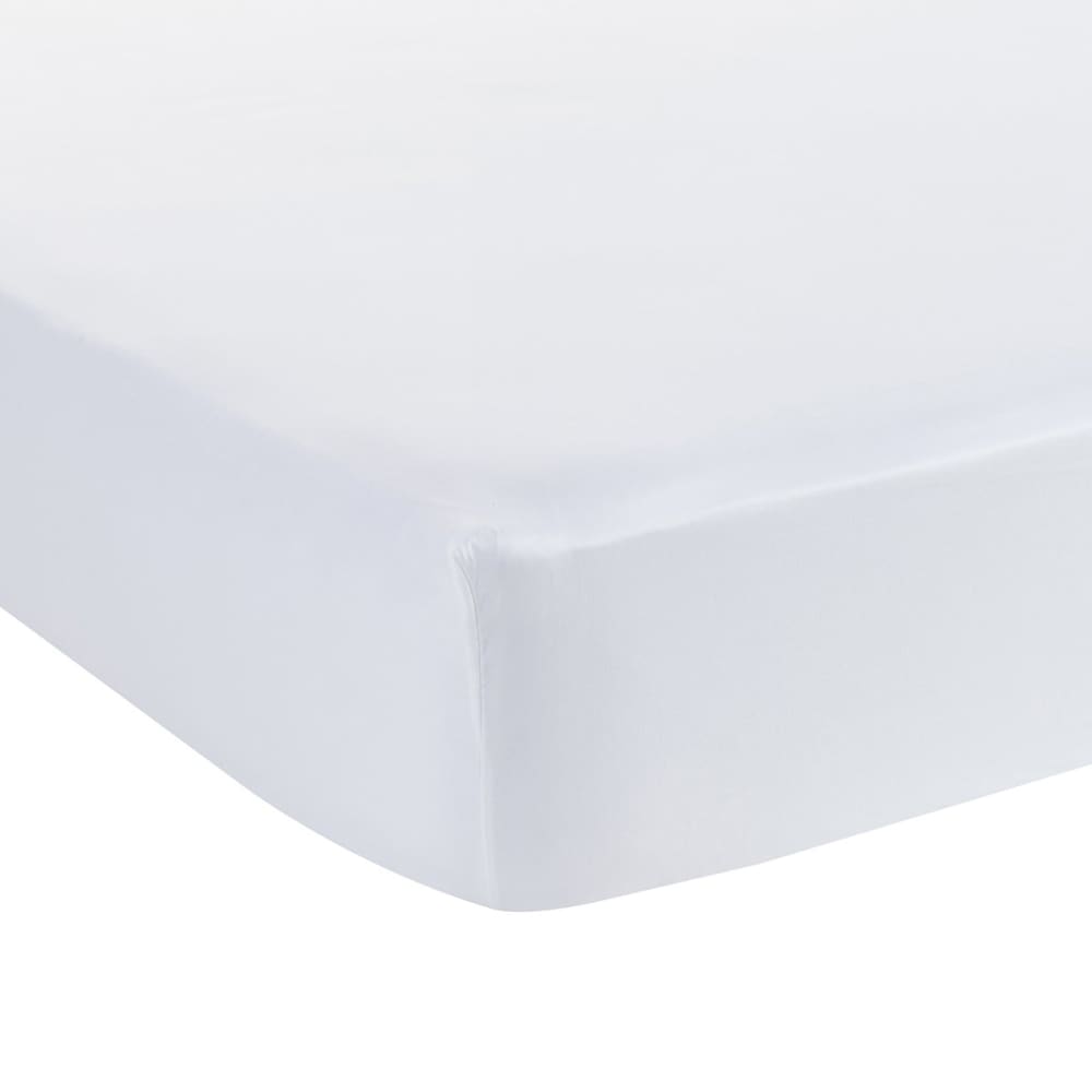 Drap housse coton blanc 160x200 cm - Maisons du Monde