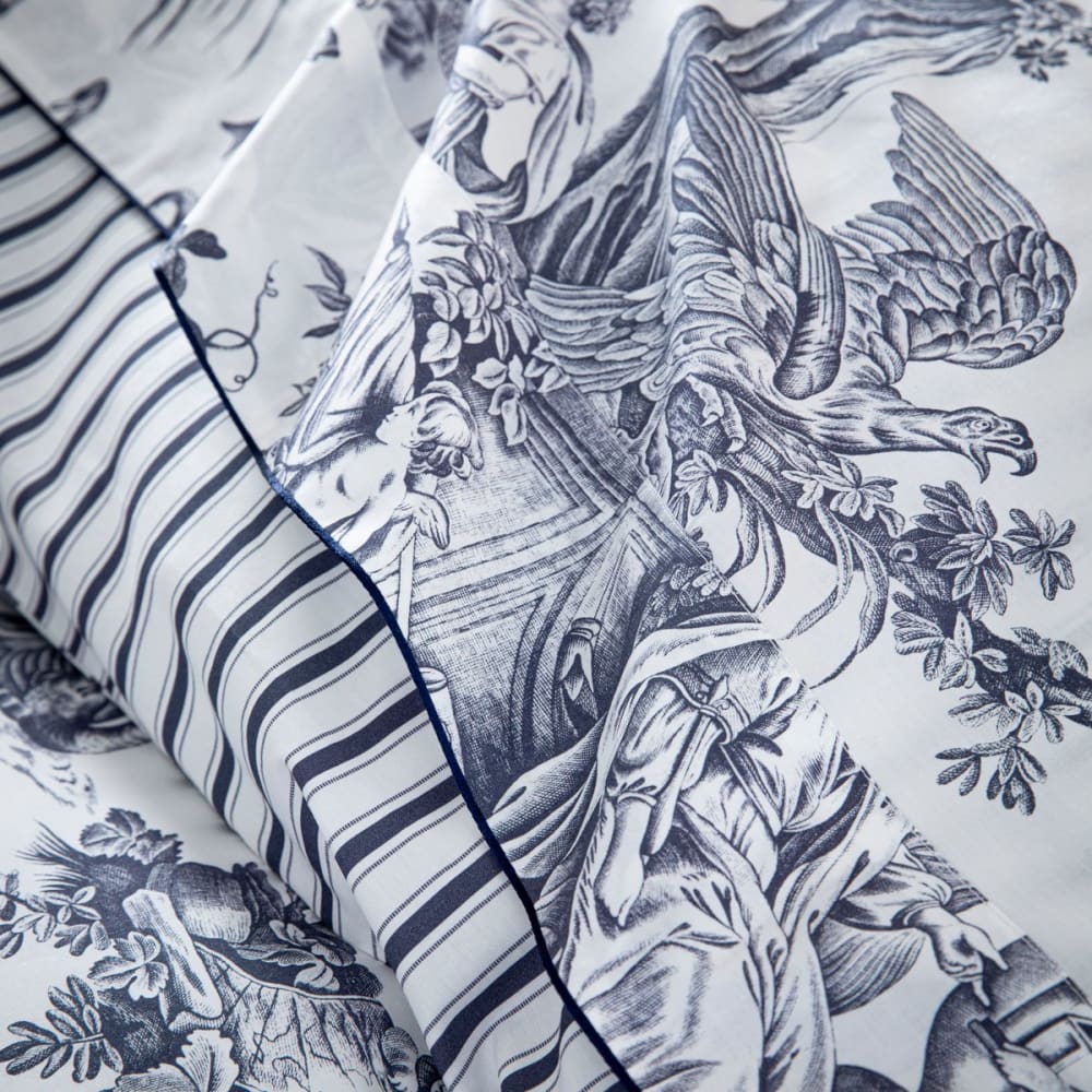 Drap plat coton bleu foncé 270x295 cm - Maisons du Monde