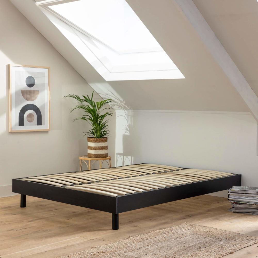 Sommier kit en bois massif 13 cm noir 180x200 - Maisons du Monde
